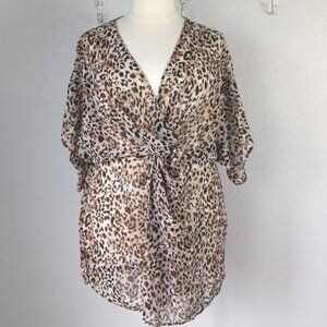 Time and Tru  2X(20W-22W) Cover Up Leopard Print